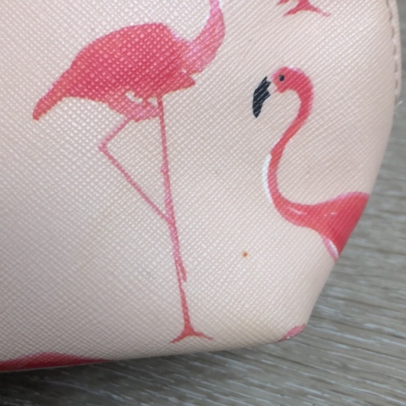 [kate spade] Flamingo Printed Quality Leather Zip-Up Pink Cosmetic Small Bag - Picture 9 of 10